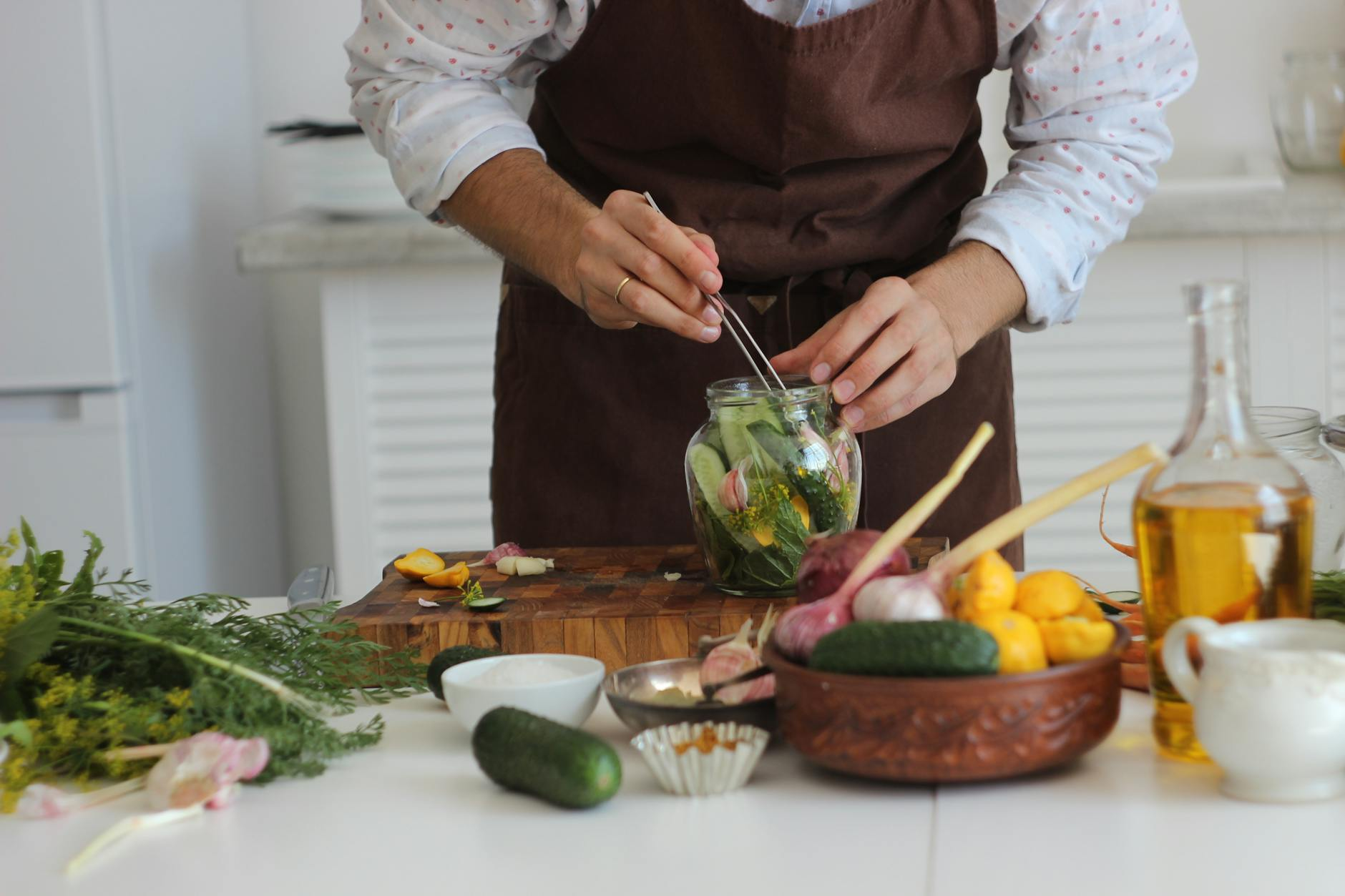 Austrian chef fermenting vegetables