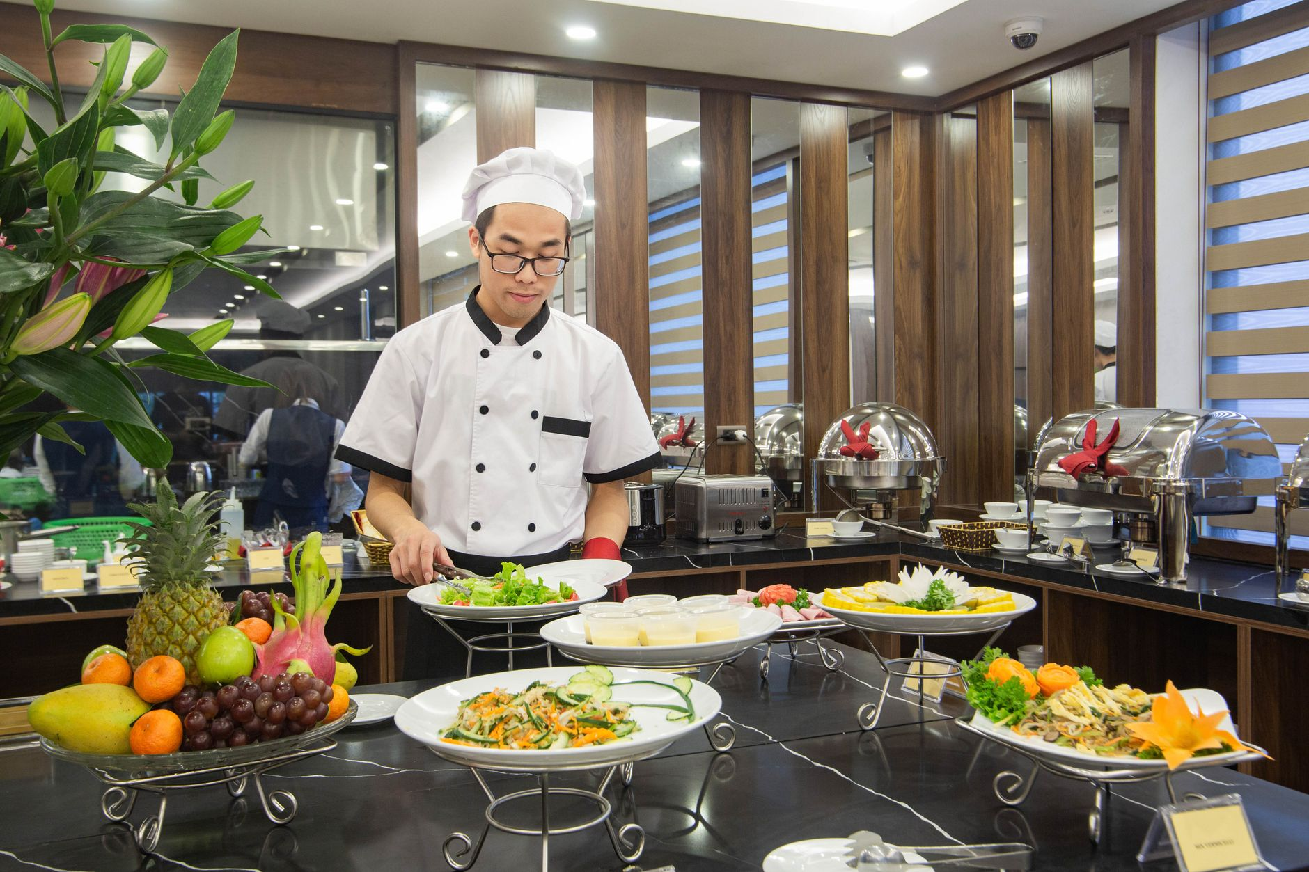 Vietnamese chef preparing food