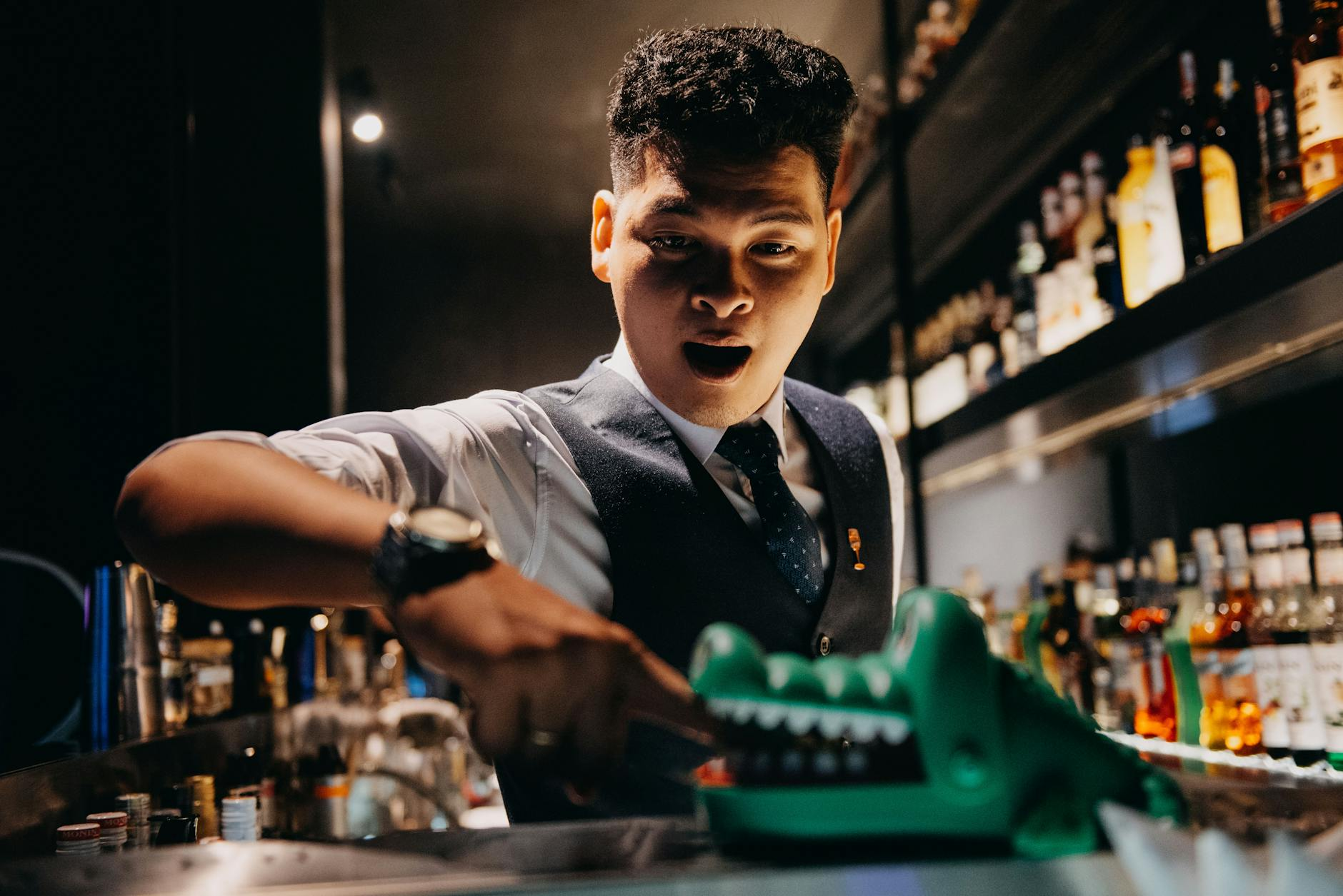 mixologist performing