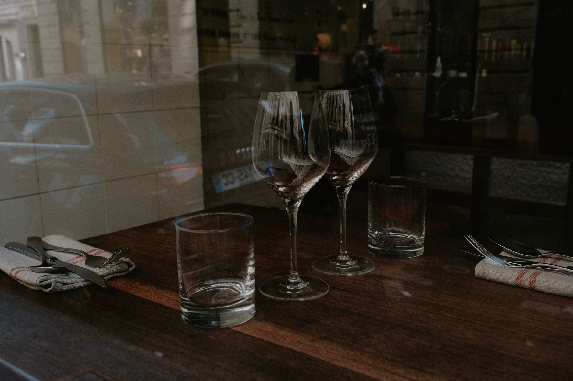 empty restaurant table wine